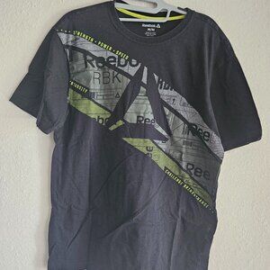 Reebok Men's Black Graphic Tee Crew Neck Tshirt Medium M